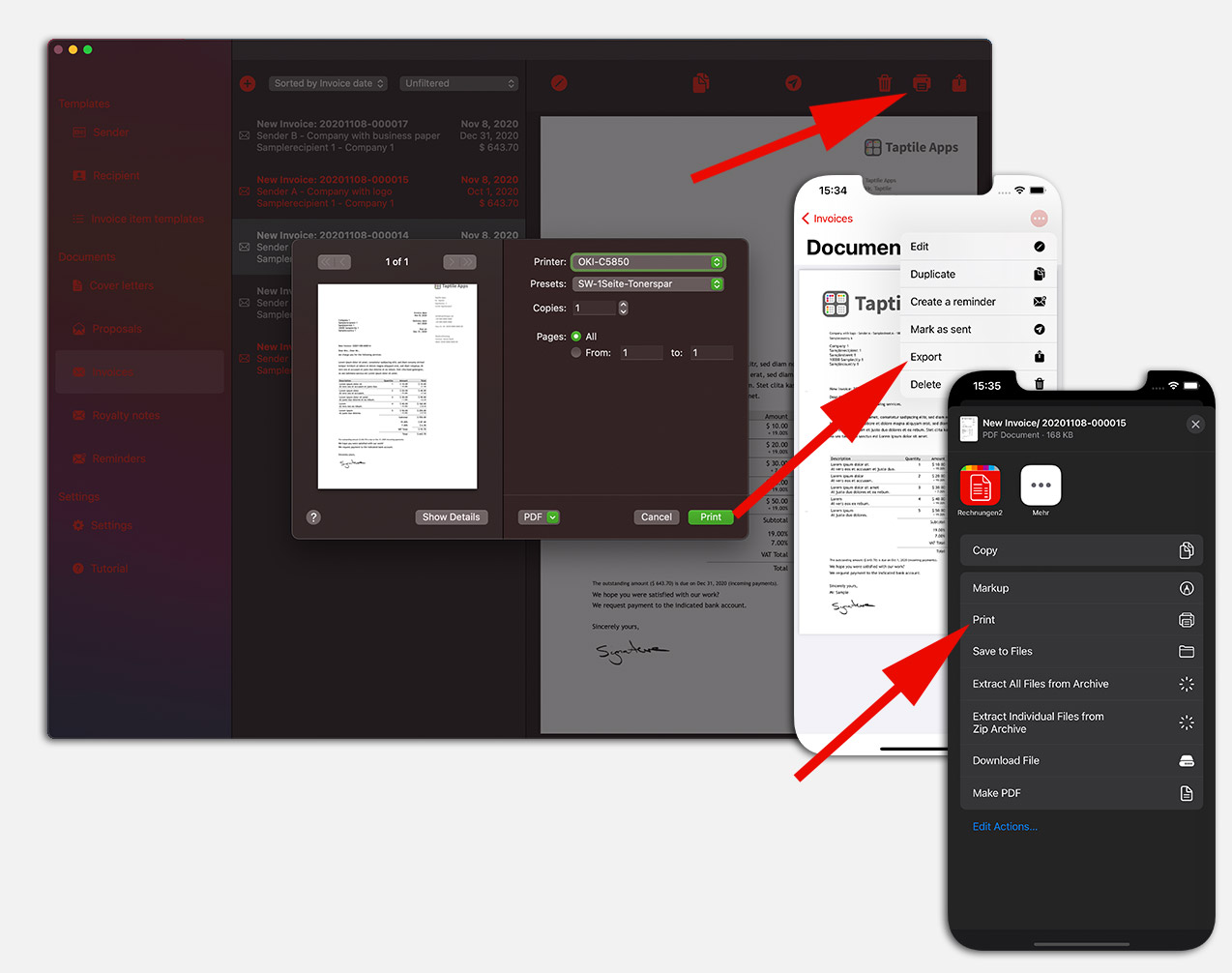 Print invoice directly